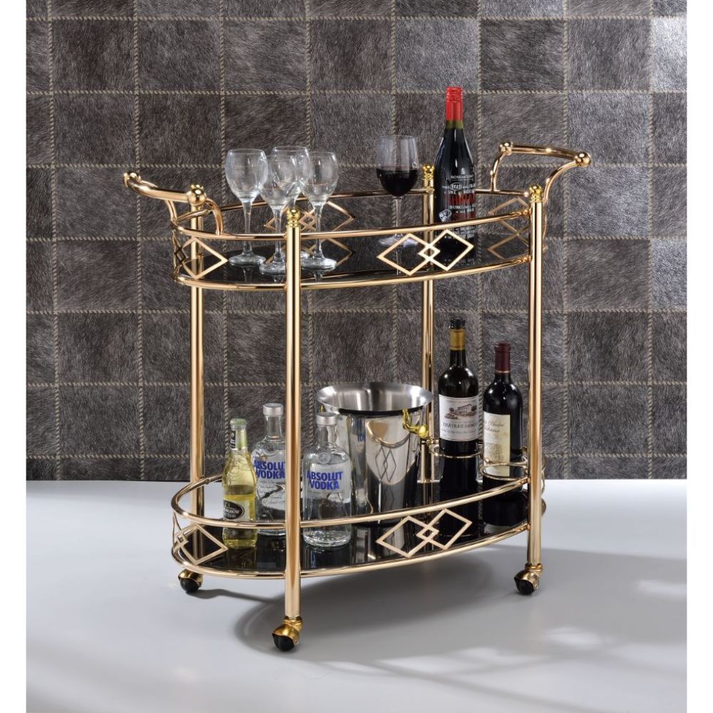 Ottesen - Serving Cart - Black Glass & Gold - Urban Living Furniture (Los Angeles, CA)