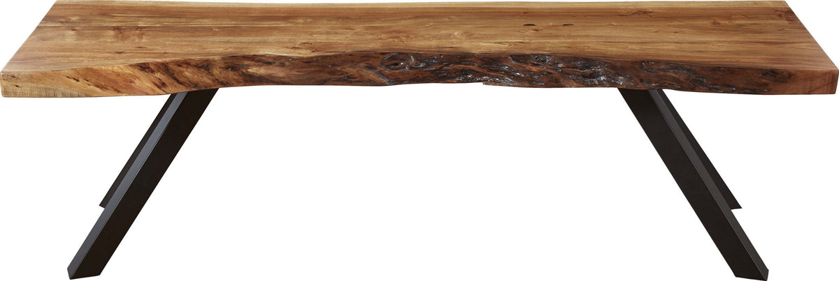 Reese - Live Edge Solid Wood Metal Leg Dining Bench - Natural Acacia