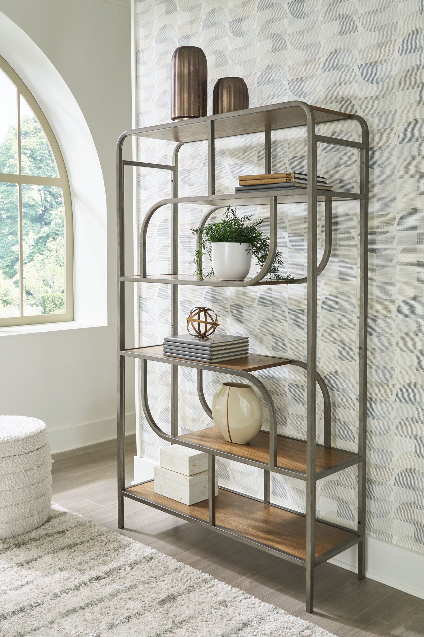 Jaddon - Brown / Antique Silver - Bookcase - Urban Living Furniture (Los Angeles, CA)