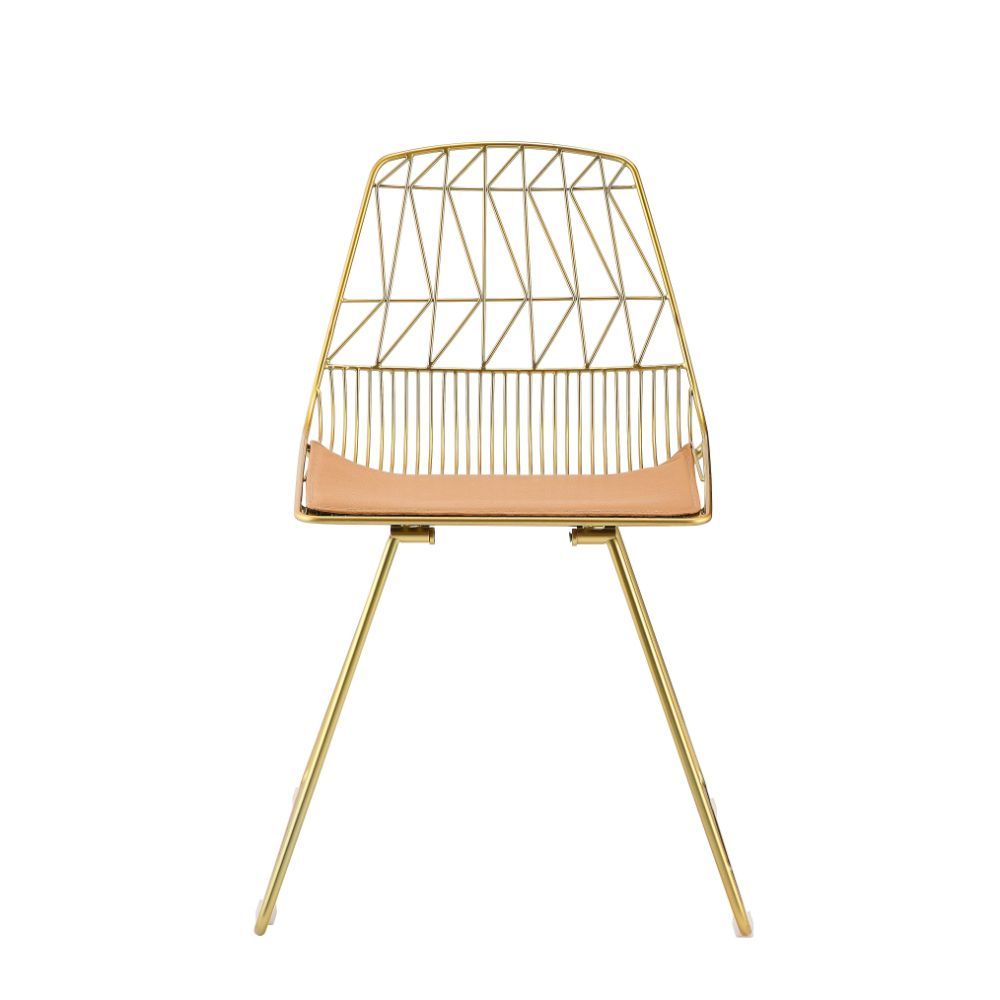 Fantasia - Side Chair (Set of 2) - Whiskey Synthetic Leather & Gold - Urban Living Furniture (Los Angeles, CA)