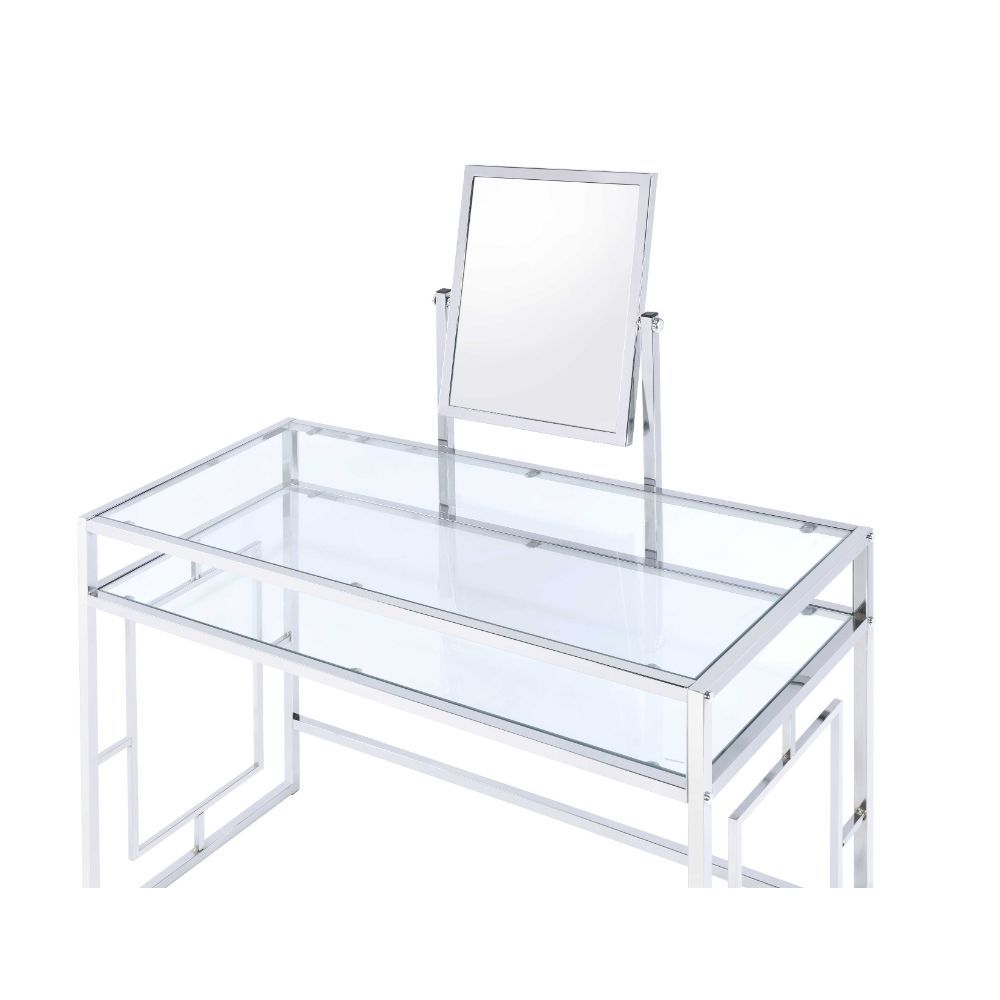 Carenze II - Vanity Set - White Faux Fur & Chrome - Urban Living Furniture (Los Angeles, CA)