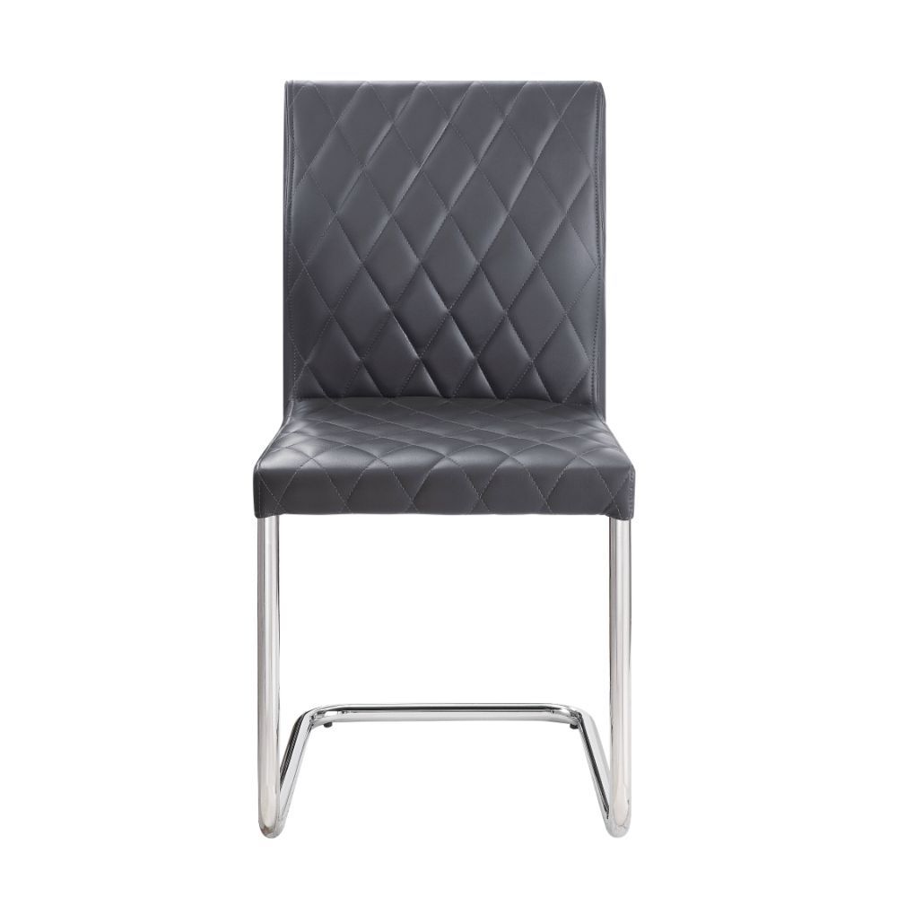 Ansonia - Side Chair (Set of 2) - Gray Synthetic Leather & Chrome - Urban Living Furniture (Los Angeles, CA)