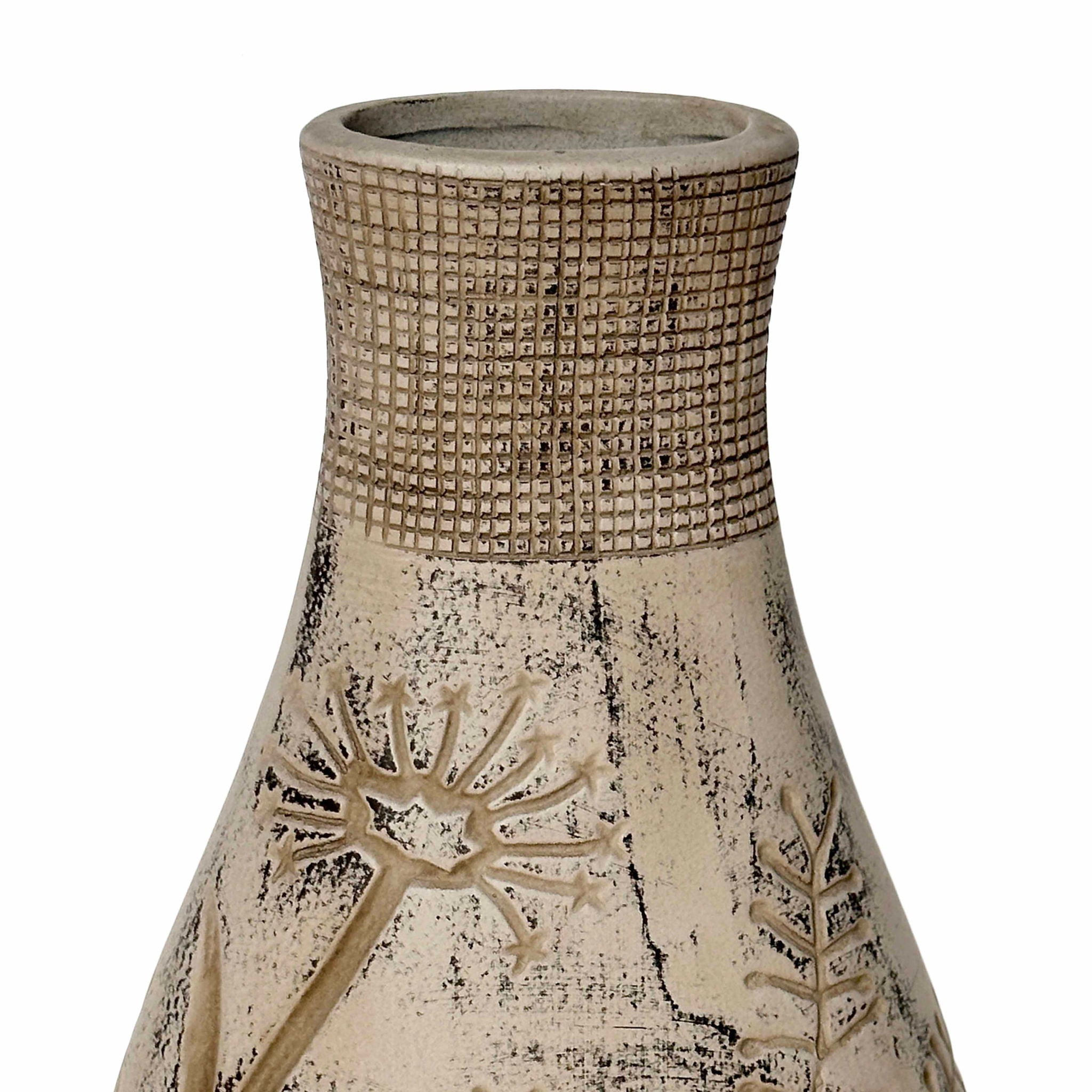 Earthenware - Floral Pattern Vase - Gray - Urban Living Furniture (Los Angeles, CA)