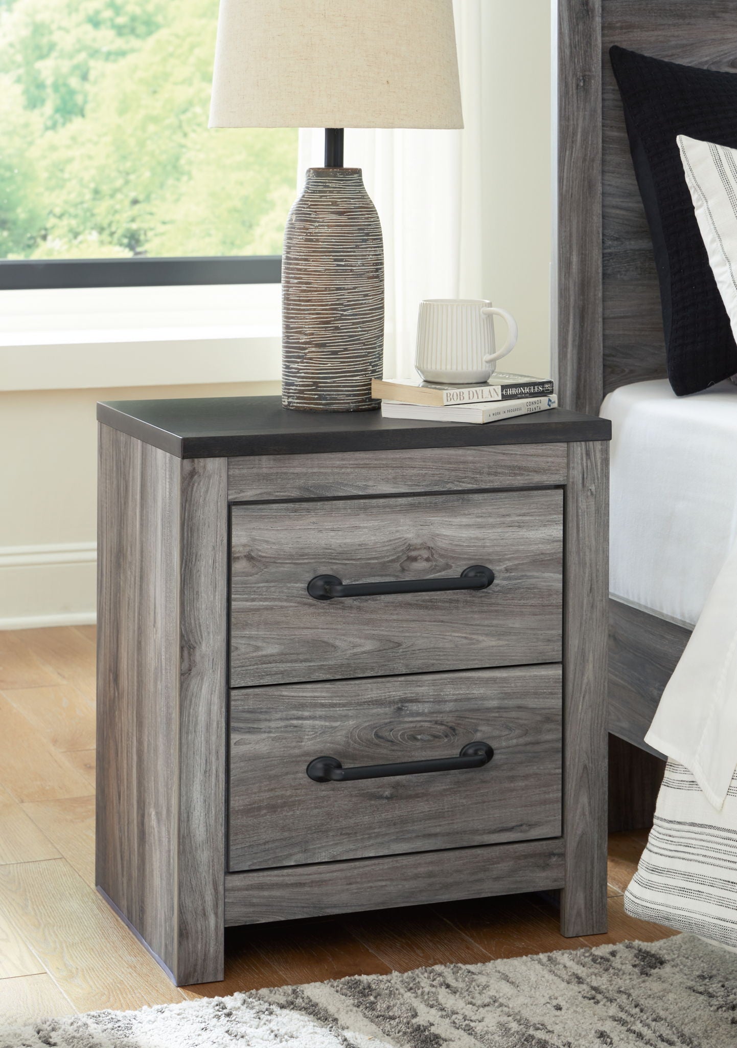 Bronyan - Dark Gray - Two Drawer Night Stand - Urban Living Furniture (Los Angeles, CA)