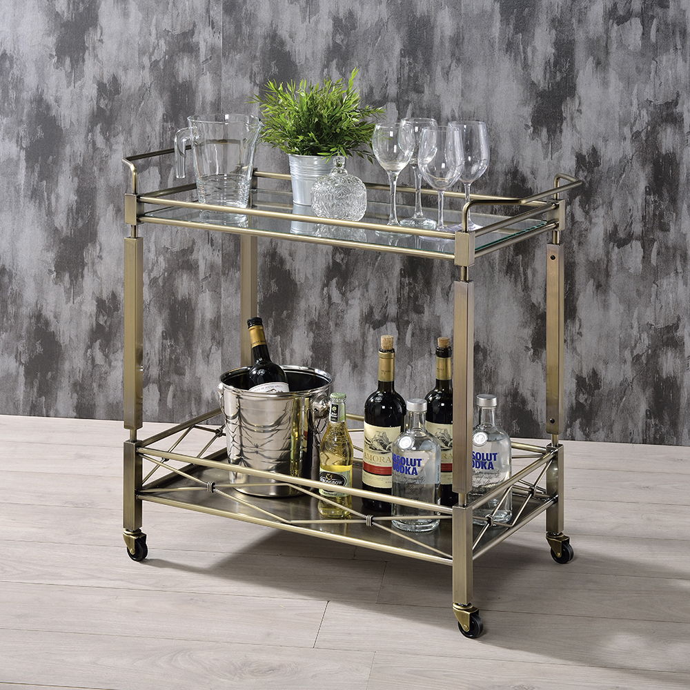 Matiesen - Serving Cart - Clear Glass & Antique Gold - Urban Living Furniture (Los Angeles, CA)