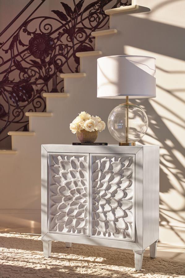 Clarkia - Accent Cabinet With Floral Carved Door - White - Urban Living Furniture (Los Angeles, CA)