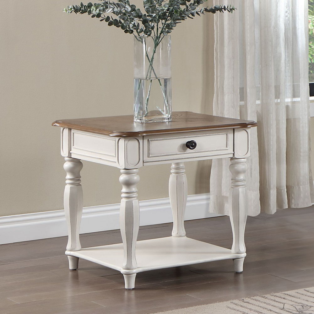 Florian - End Table - Oak & Antique White - Urban Living Furniture (Los Angeles, CA)