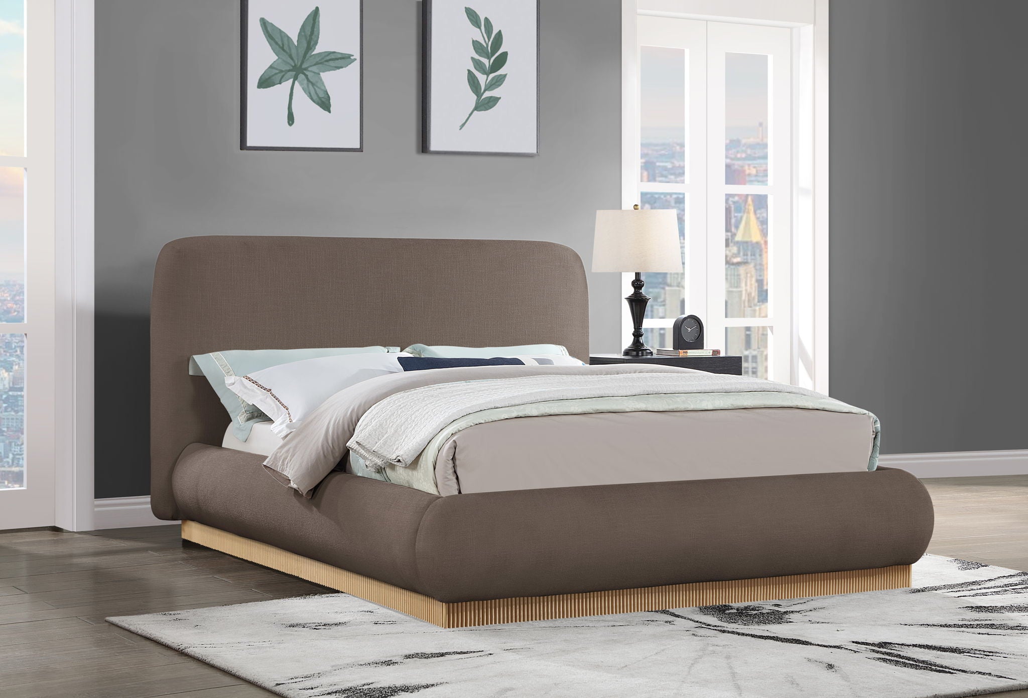 Rigby - Linen Bed With Natural Base - Urban Living Furniture (Los Angeles, CA)