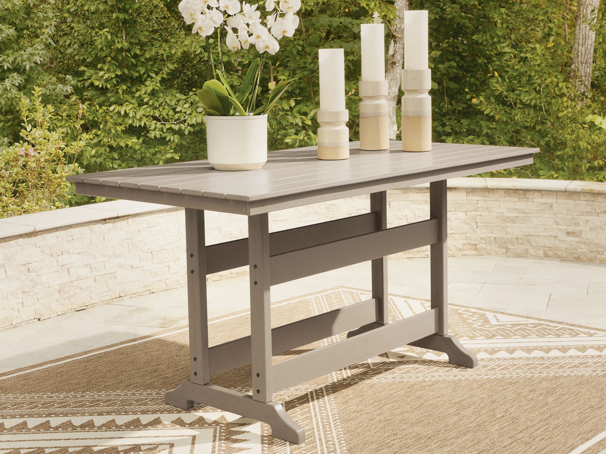 Seacliff Beach - Rectangular Counter Height Dining Table With Umbrella Option - Medium Brown - Urban Living Furniture (Los Angeles, CA)