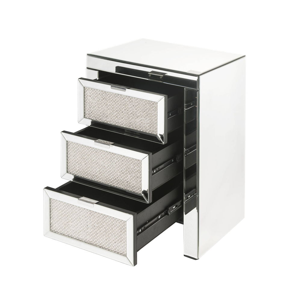 Noralie - Accent Table, 3 Storage Drawers - Mirrored & Faux Diamonds - Urban Living Furniture (Los Angeles, CA)