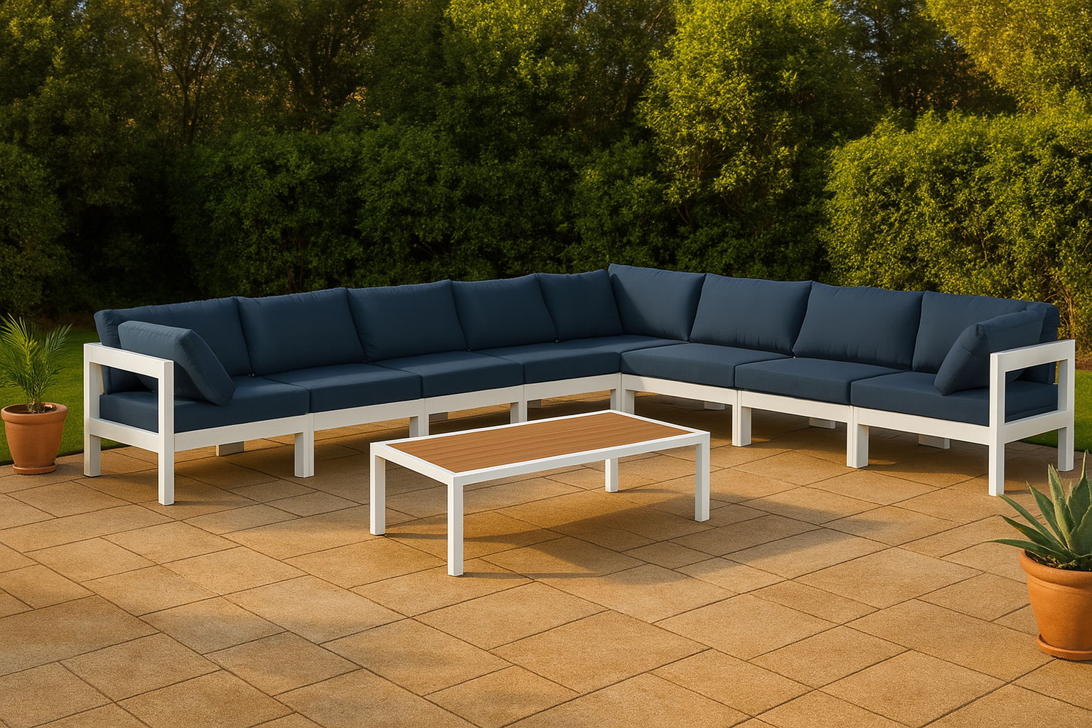 Nizuc - Outdoor Patio 8 Piece Modular Sectional With White Frame - Urban Living Furniture (Los Angeles, CA)