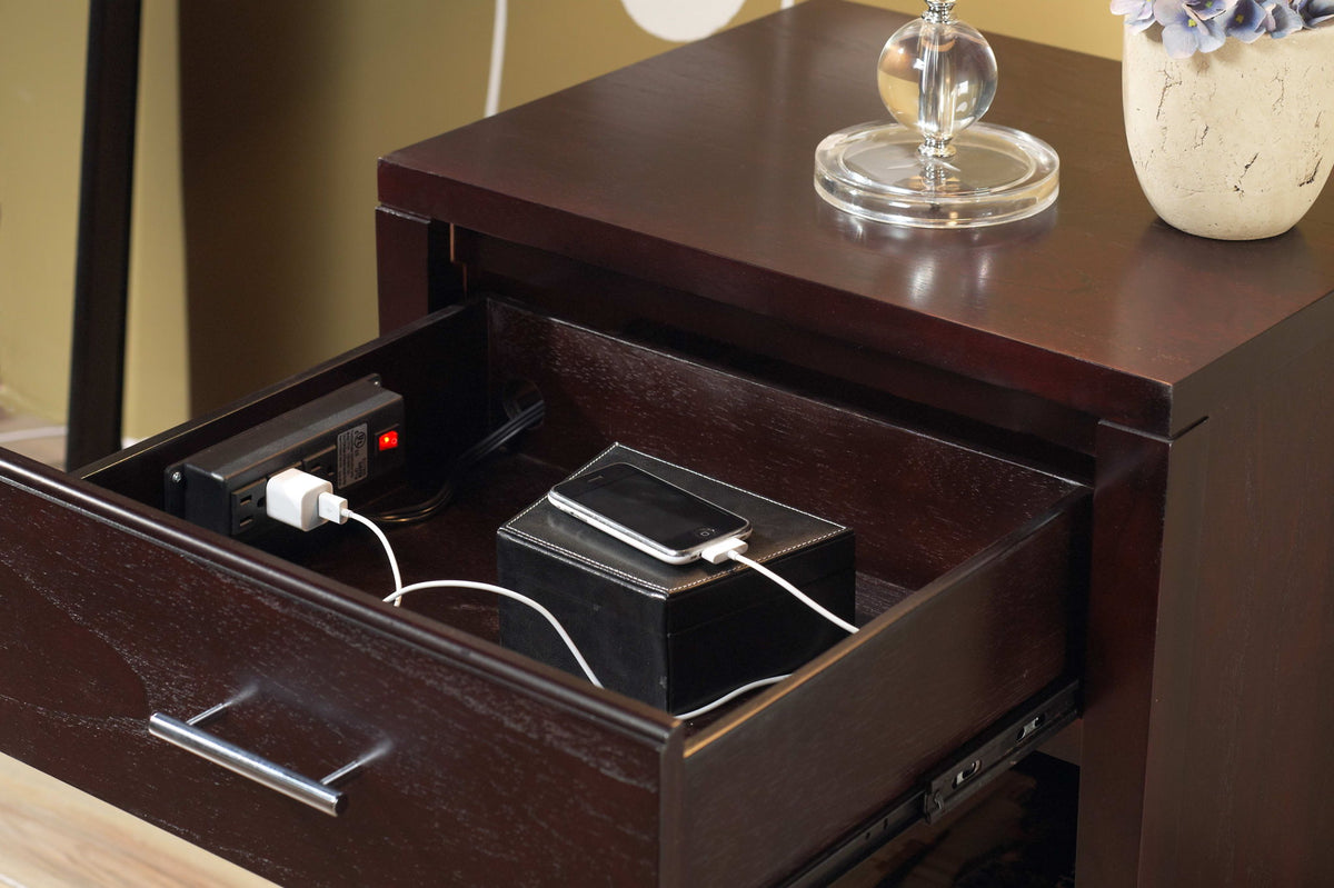 Nevis - Charging Station Nightstand - Espresso
