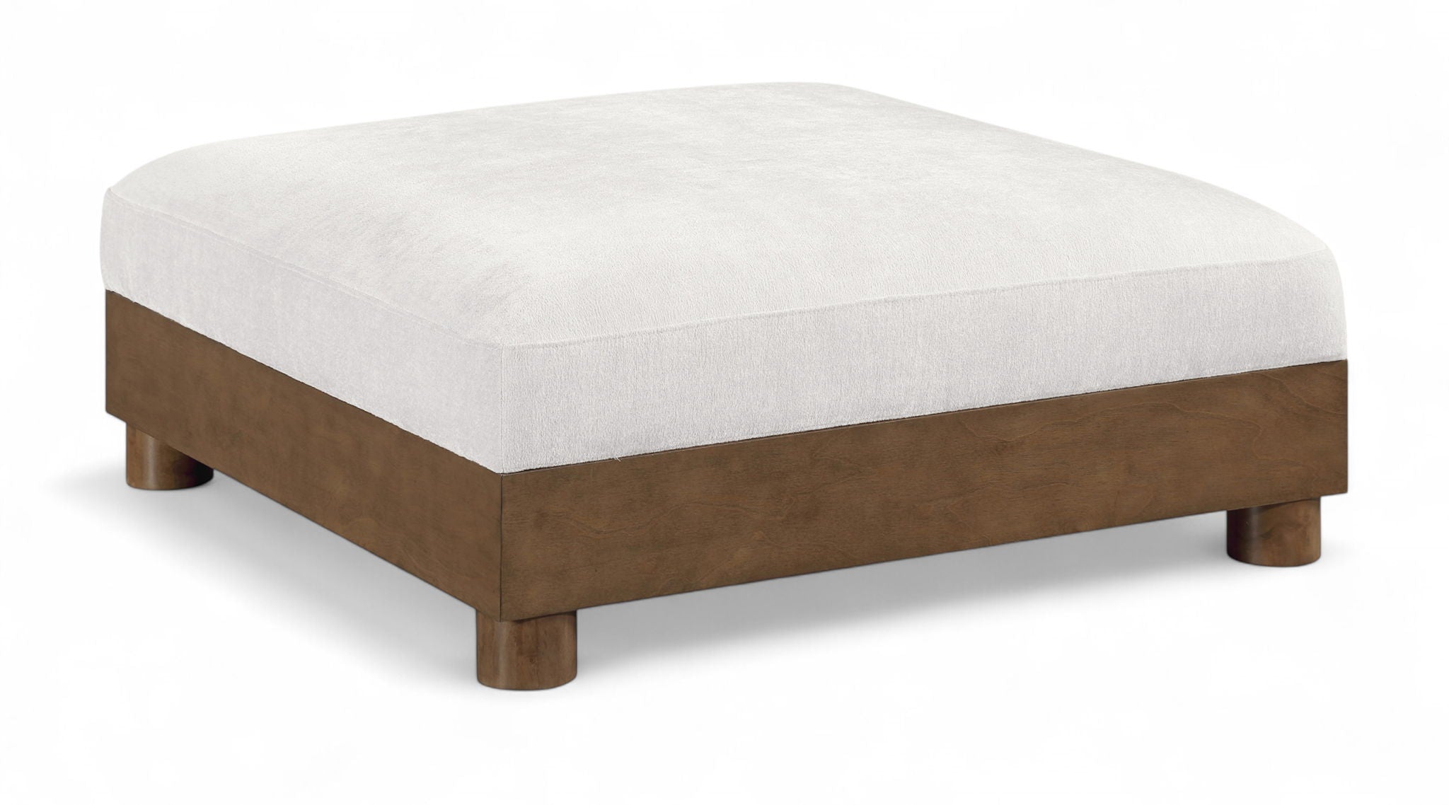 Turin - Chenille Fabric Upholstered Modular Ottoman - Walnut Base