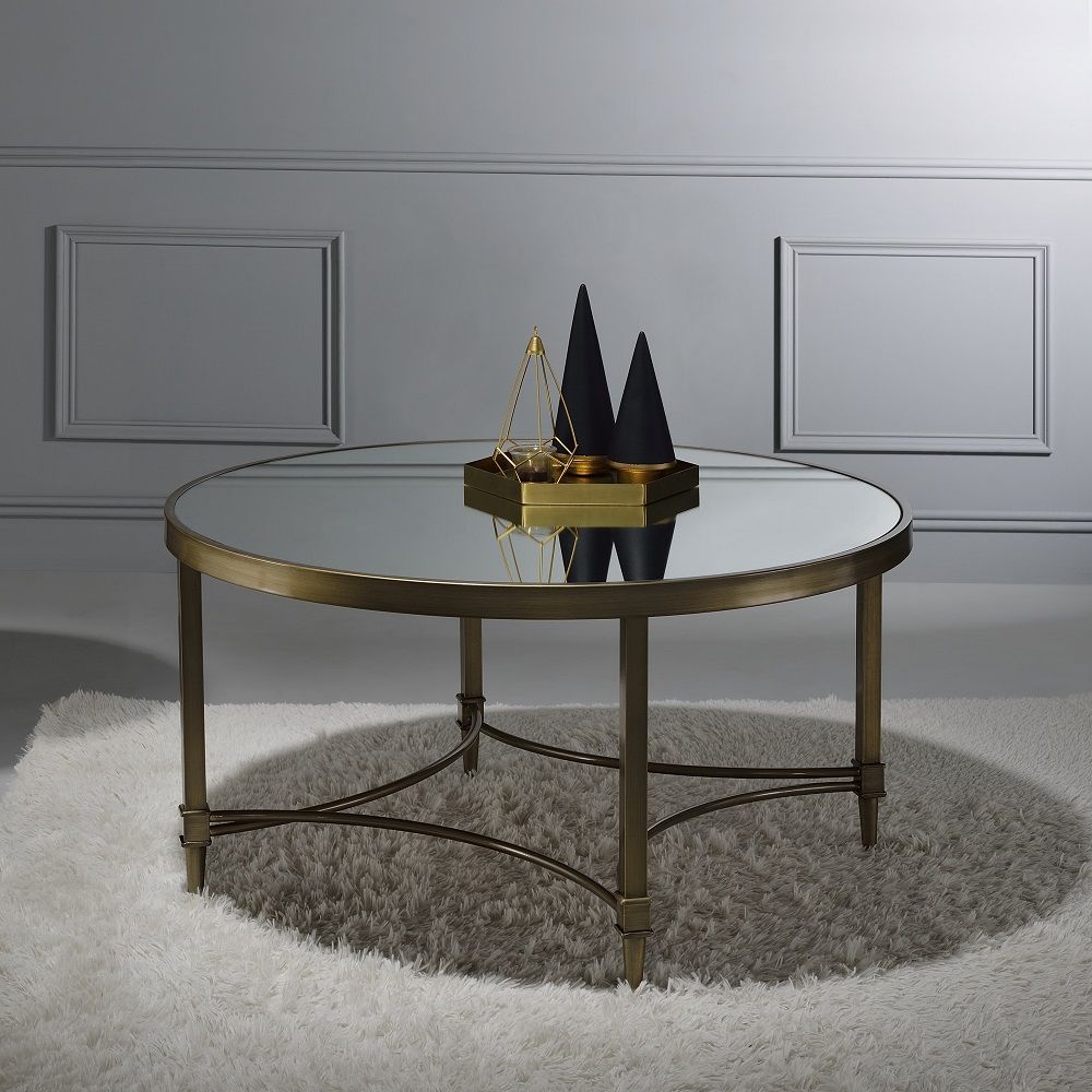 Aditya - Coffee Table - Mirrored & Antique Brass - Urban Living Furniture (Los Angeles, CA)