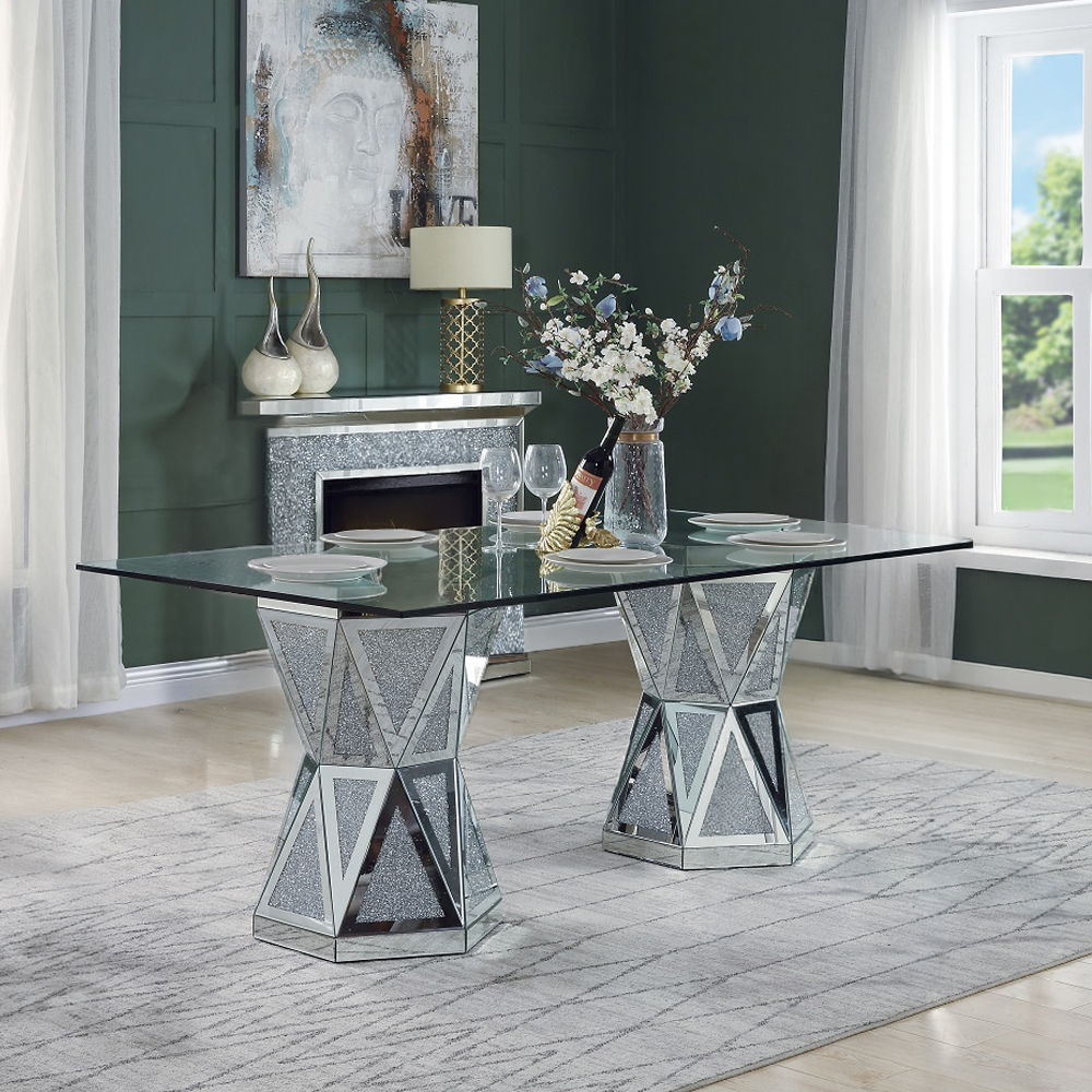 Noralie - 71" X 39" Dining Table - Mirrored & Faux Diamonds - Urban Living Furniture (Los Angeles, CA)