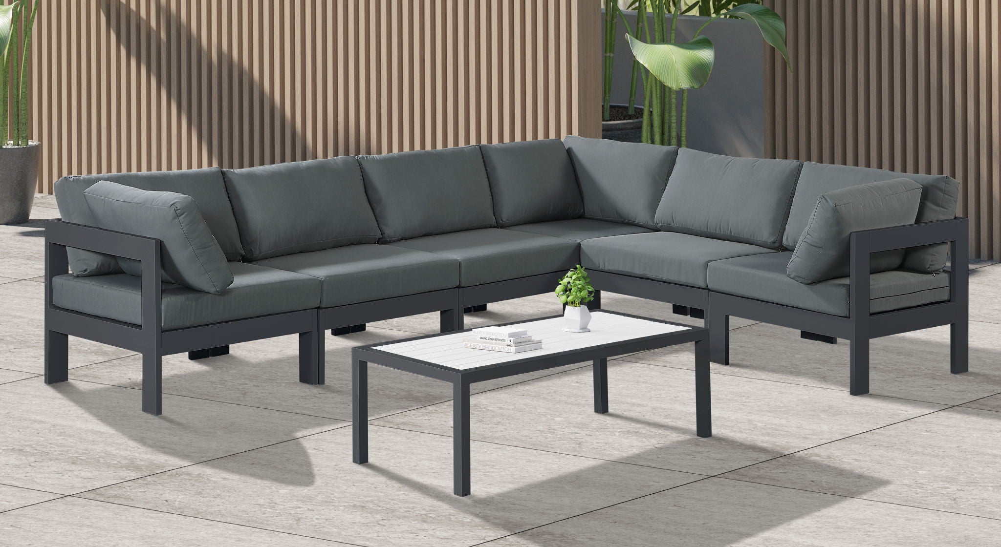 Nizuc - Outdoor Patio 6 Piece Modular Sectional With Gray Frame - Urban Living Furniture (Los Angeles, CA)