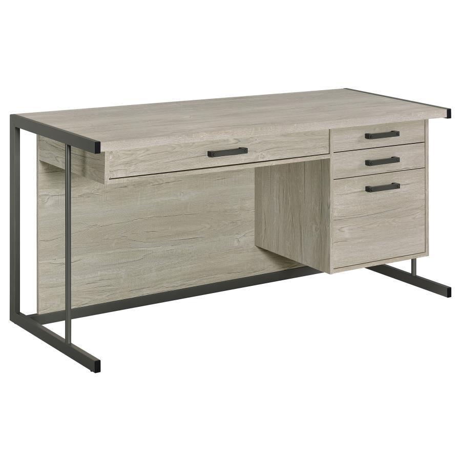 Loomis - 4-Drawer Computer Desk - Whitewashed Gray - Urban Living Furniture (Los Angeles, CA)