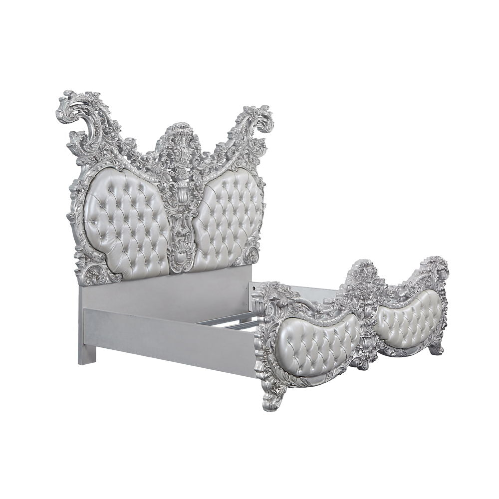 Valkyrie - Eastern King Bed - Synthetic Leather & Antique Platinum - Urban Living Furniture (Los Angeles, CA)