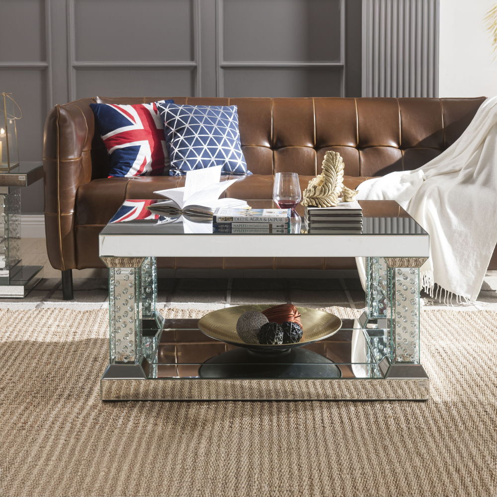 Nysa - 36" Coffee Table - Mirrored & Faux Crystals - Urban Living Furniture (Los Angeles, CA)