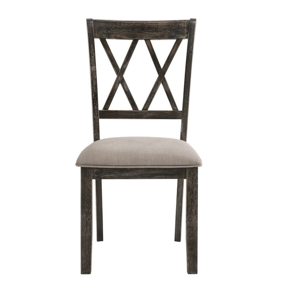 Claudia II - Side Chair (Set of 2) - Beige Fabric & Weathered Gray - Urban Living Furniture (Los Angeles, CA)