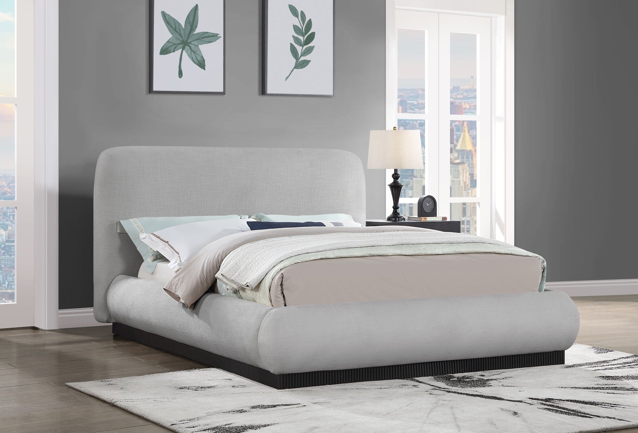 Rigby - Linen Bed With Black Base - Urban Living Furniture (Los Angeles, CA)