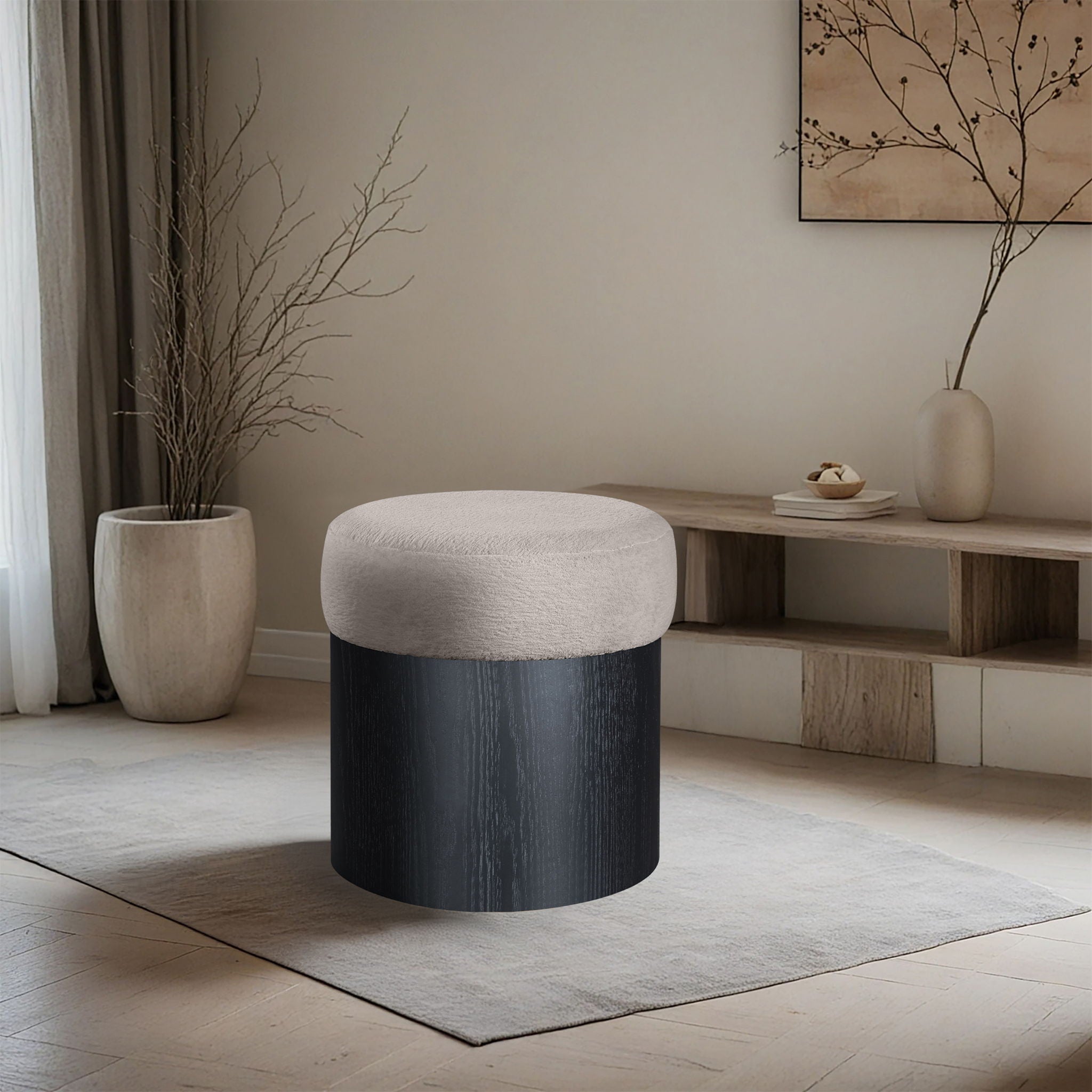 Nimes - Ottoman / Stool With Black Base - Urban Living Furniture (Los Angeles, CA)