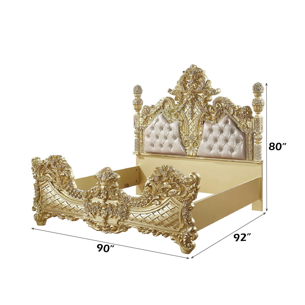 Cabriole - Eastern King Bed - Light Gold Synthetic Leather & Gold - Urban Living Furniture (Los Angeles, CA)