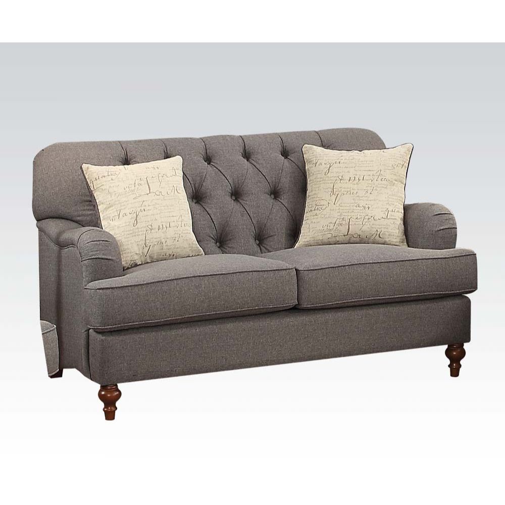Alianza - Loveseat With 2 Pillows - Dark Gray Fabric