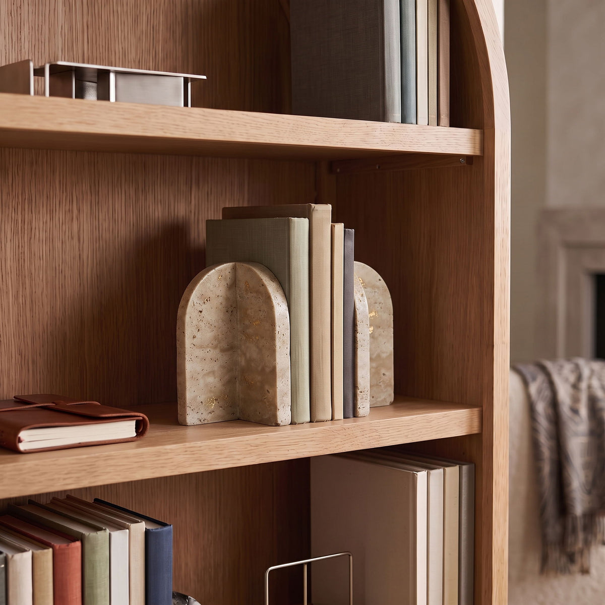 Dufresne - Genuine Marble Bookend - Travertine