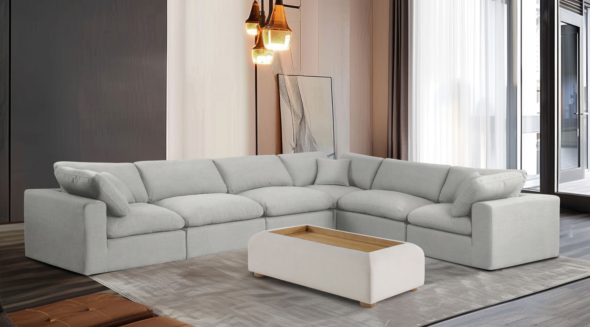 Comfy - 6 Piece Linen Modular Corner Sectional - Urban Living Furniture (Los Angeles, CA)