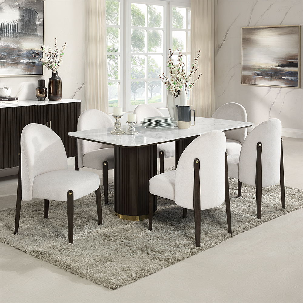 Clayten - Dining Table With Marble Top - White Natural Marble Top & Espresso - Urban Living Furniture (Los Angeles, CA)