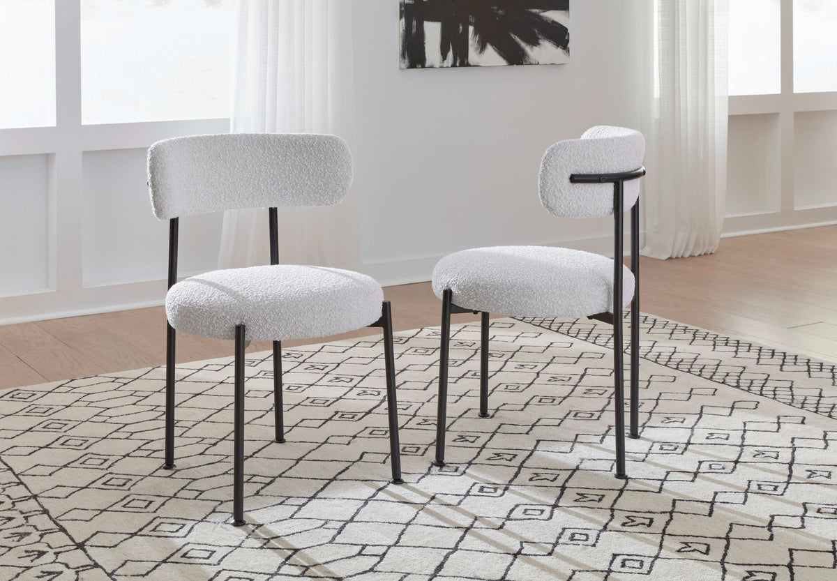Aere - Boucle Upholstered Metal Leg Dining Chair (Set of 2) - Ivory And Black