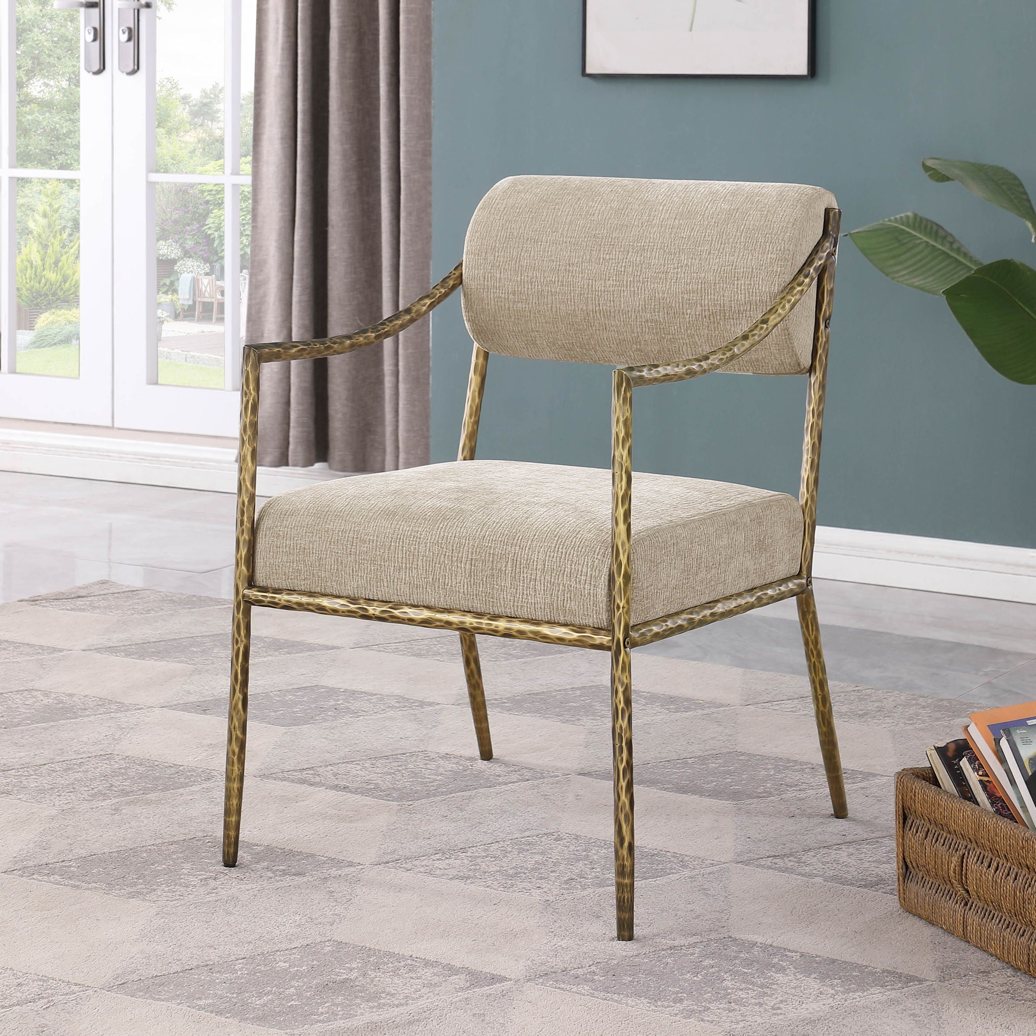Bastille - Upholstered Dining Arm Chair (Set of 2) - Brass Frame - Urban Living Furniture (Los Angeles, CA)