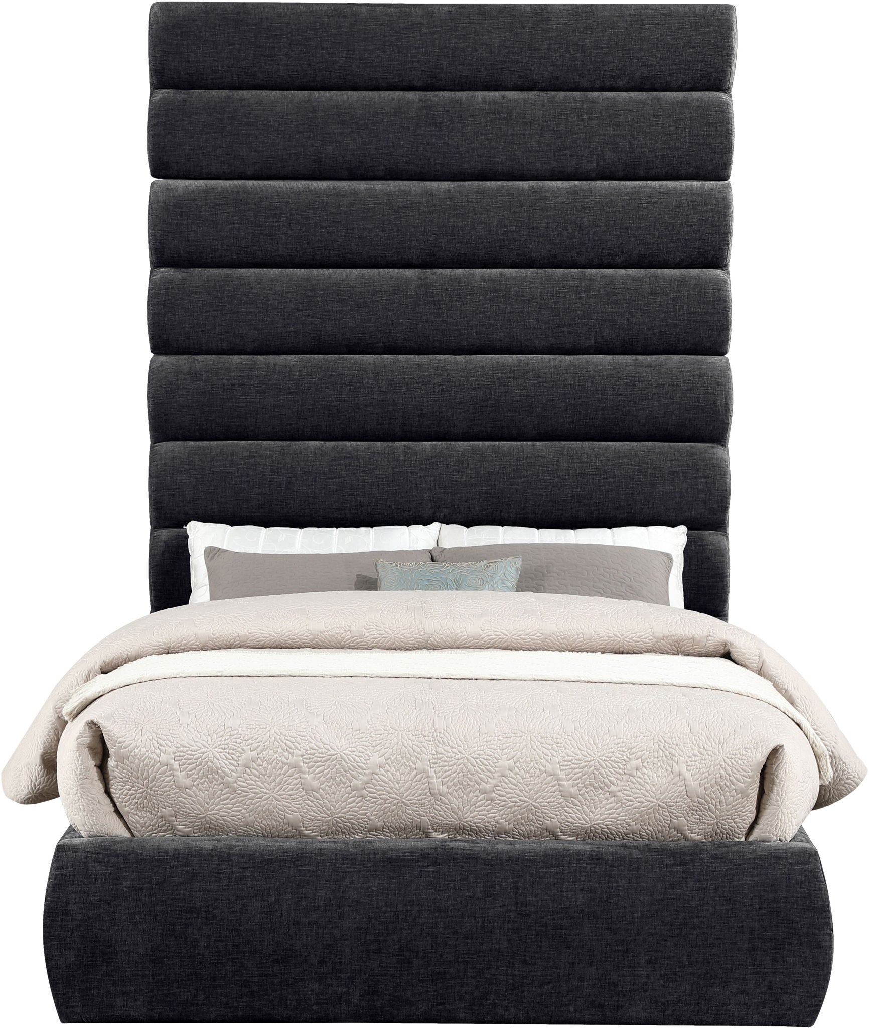 Adam - Chenille Fabric Bed With 89" Headboard