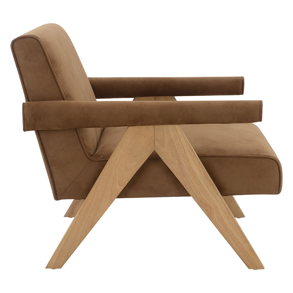Zoey - Accent Chair - Chocolate Suede & Oak - Urban Living Furniture (Los Angeles, CA)
