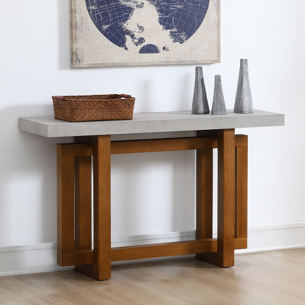 Keven - Sofa Table - Faux Concrete Top & Walnut - Urban Living Furniture (Los Angeles, CA)