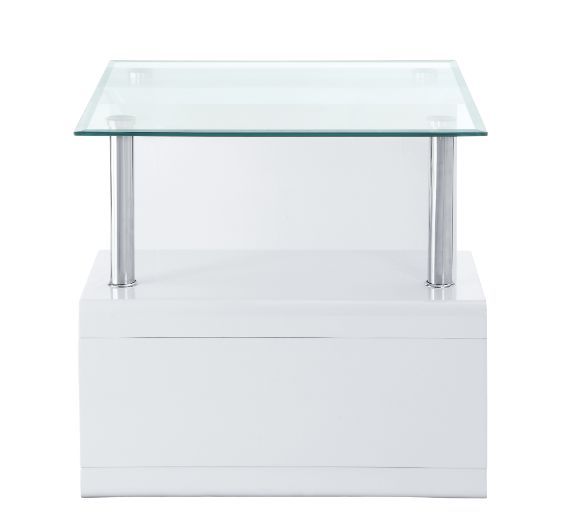 Nevaeh - End Table - Clear Glass & White High Gloss Finish - Urban Living Furniture (Los Angeles, CA)