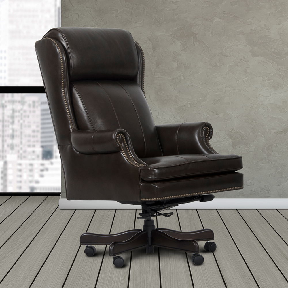 Dc#105 - Leather Desk Chair - Pacific Brown