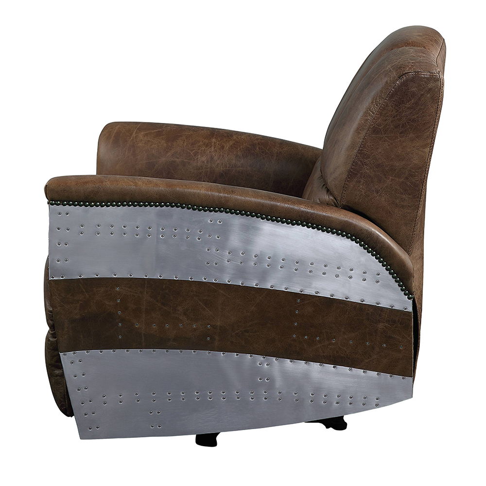 Brancaster - Power Motion Recliner - Retro Brown Top Grain Leather & Aluminum - Urban Living Furniture (Los Angeles, CA)