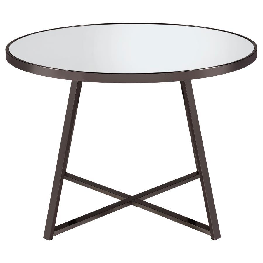 Jillian - Round Mirror Top Dining Table - Black Nickel - Urban Living Furniture (Los Angeles, CA)
