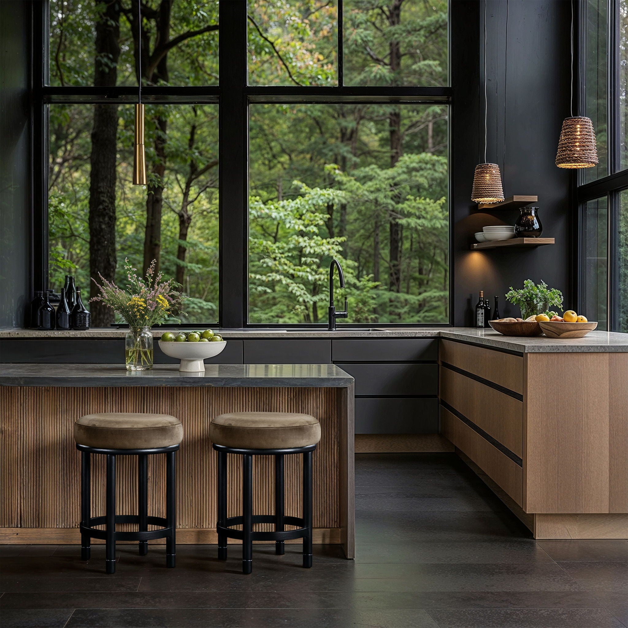 Monette - Counter Stool With Black Base