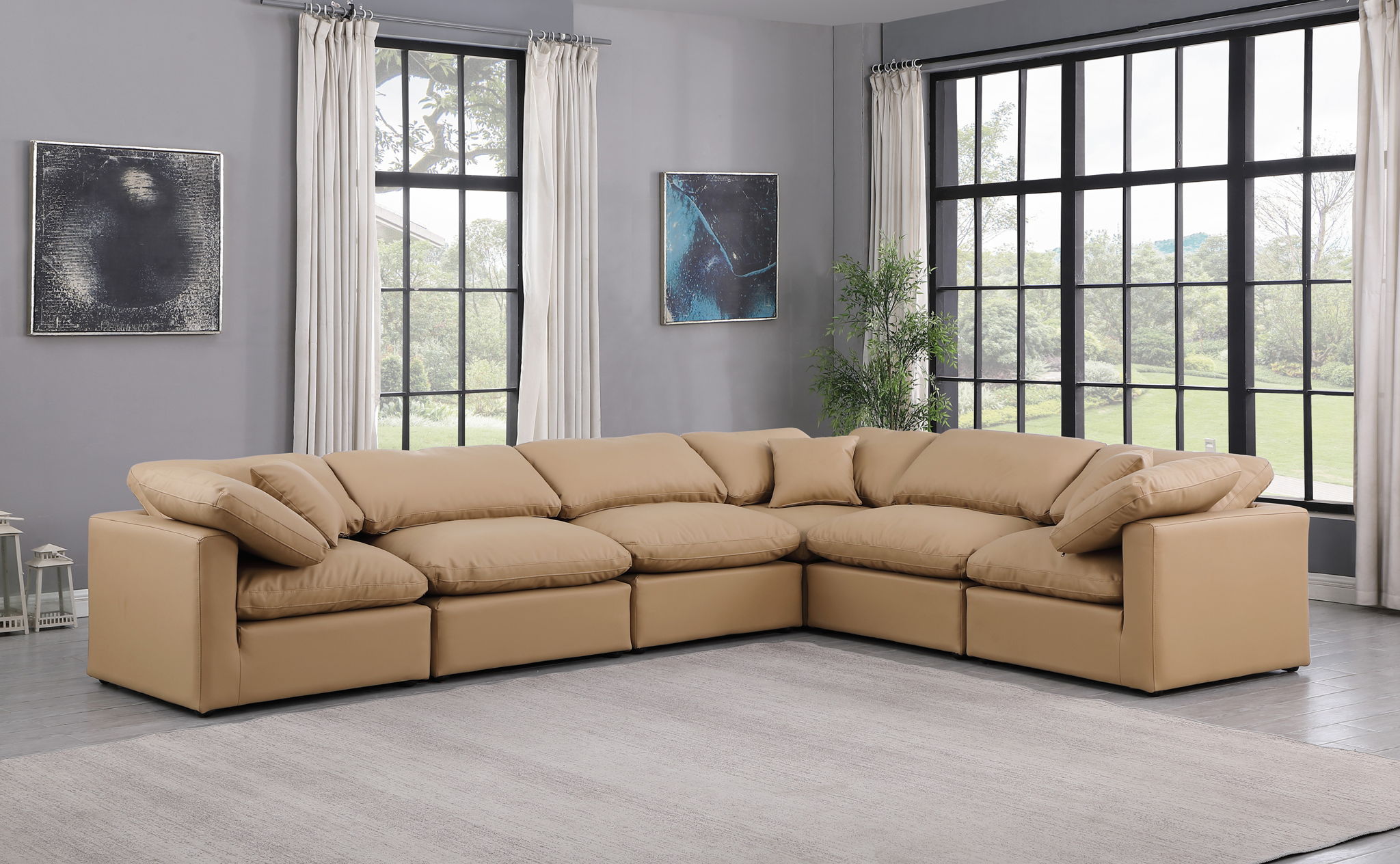 Indulge - Faux Leather 6 Piece Modular Corner Sectional - Tan - Urban Living Furniture (Los Angeles, CA)