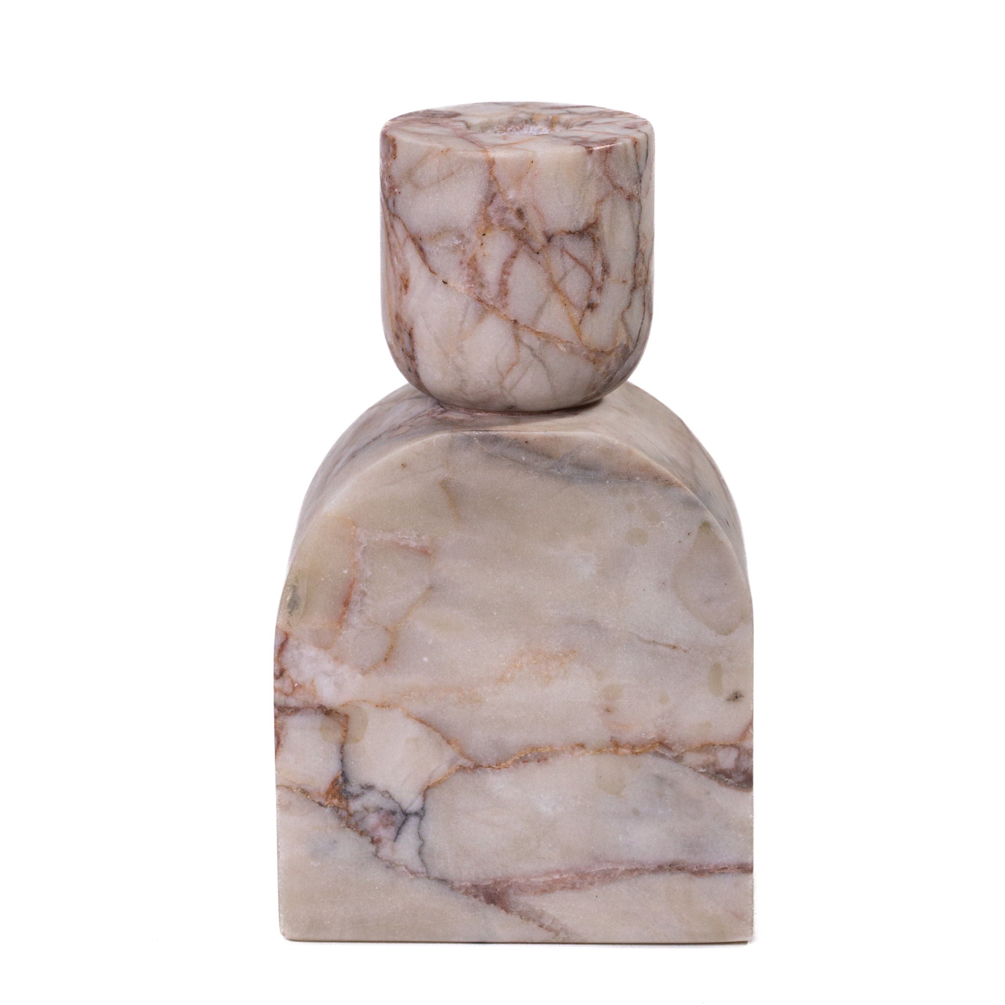 Marble Foundation Candle Holder - White Brown - Urban Living Furniture (Los Angeles, CA)