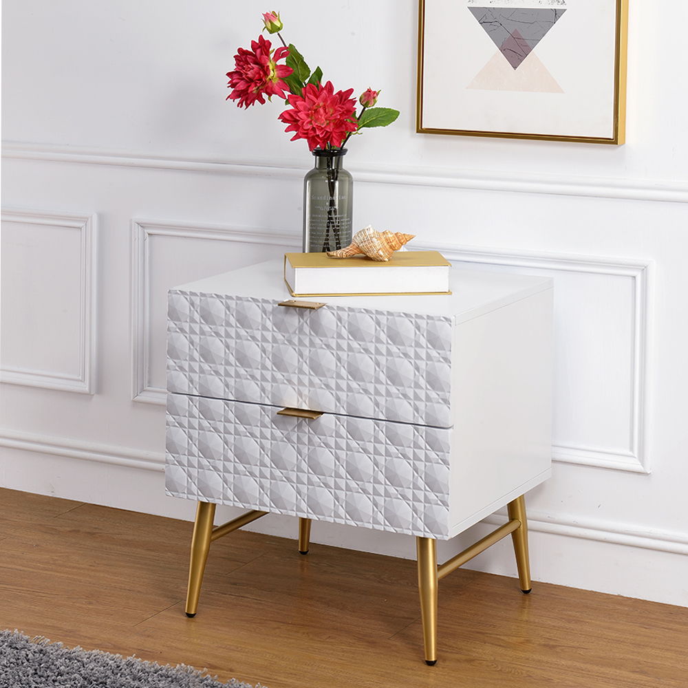 Maisey II - Nightstand - White & Gold - Urban Living Furniture (Los Angeles, CA)