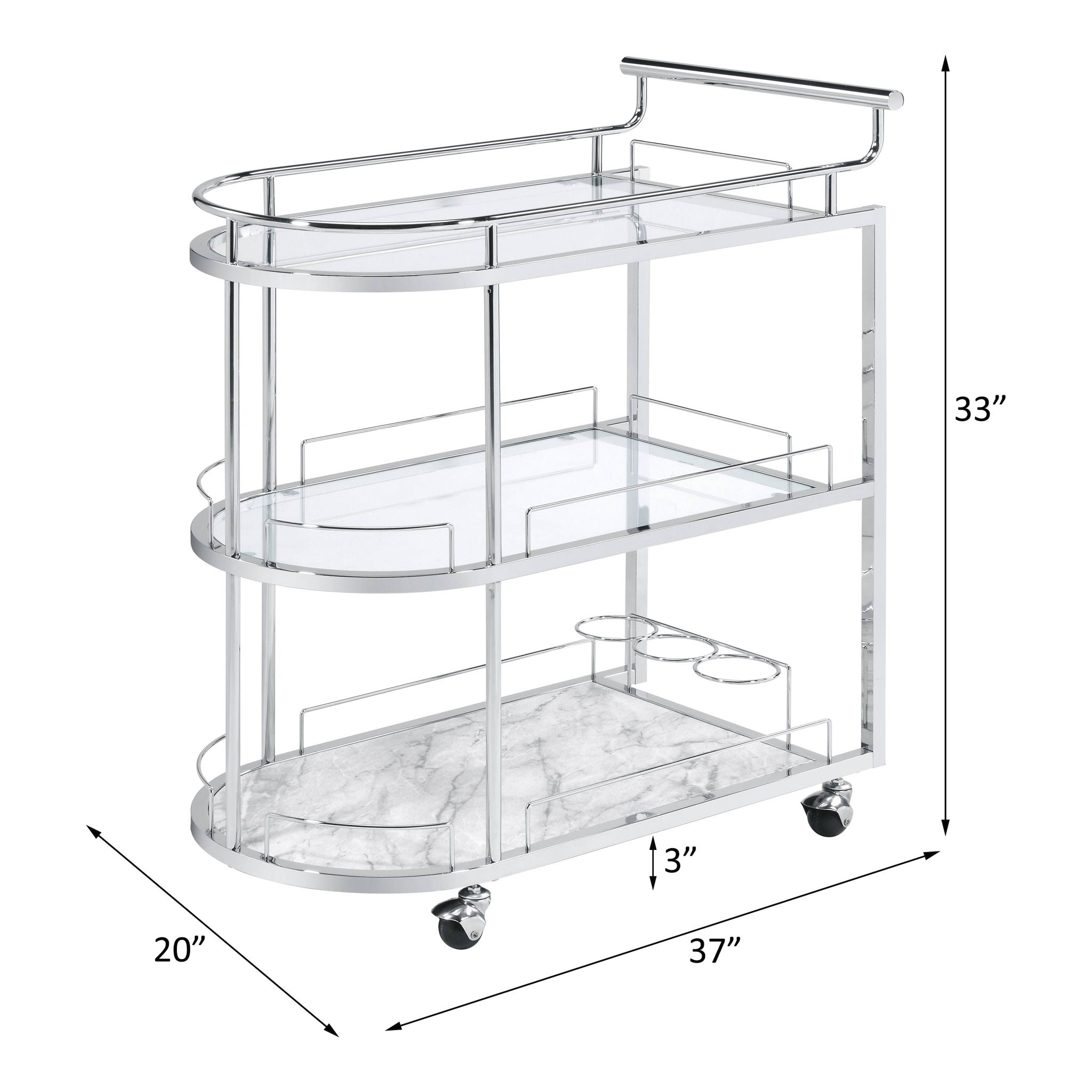 Inyo - Serving Cart - Clear Glass & Chrome - Urban Living Furniture (Los Angeles, CA)