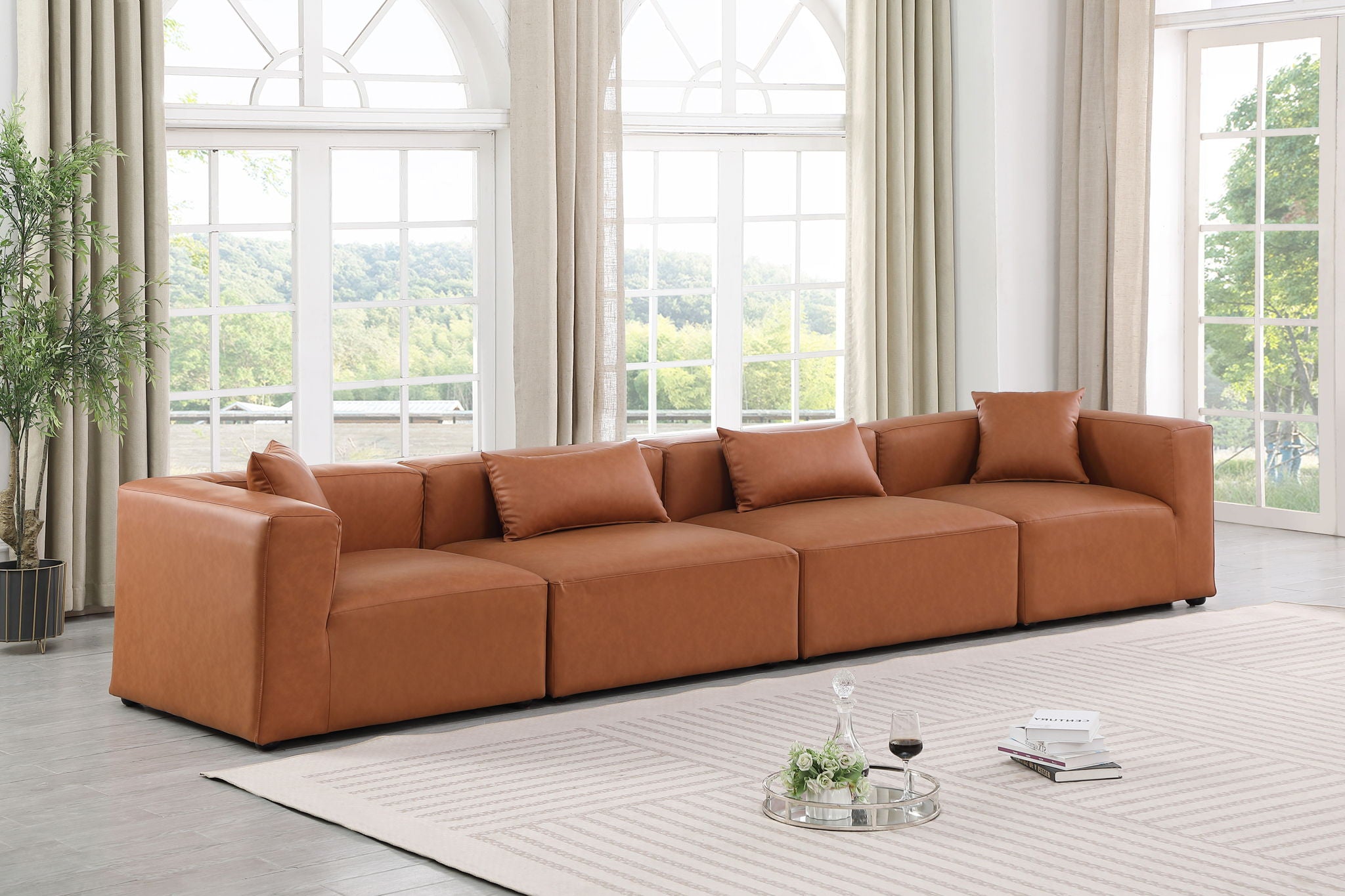 Cube - Modular 4 Piece Sofa - Cognac - Urban Living Furniture (Los Angeles, CA)