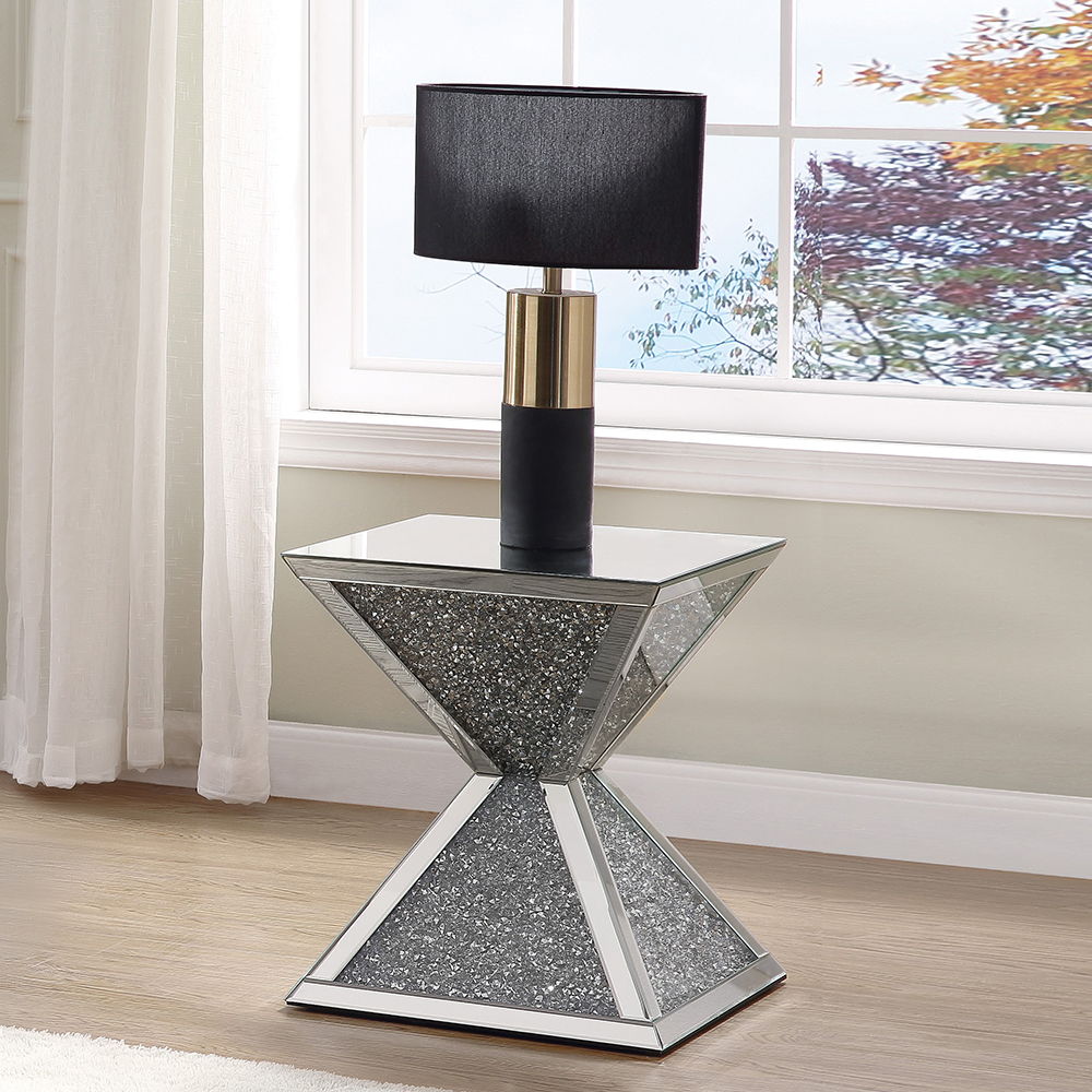 Noralie - End Table With Faux Diamonds - Mirrored - Urban Living Furniture (Los Angeles, CA)
