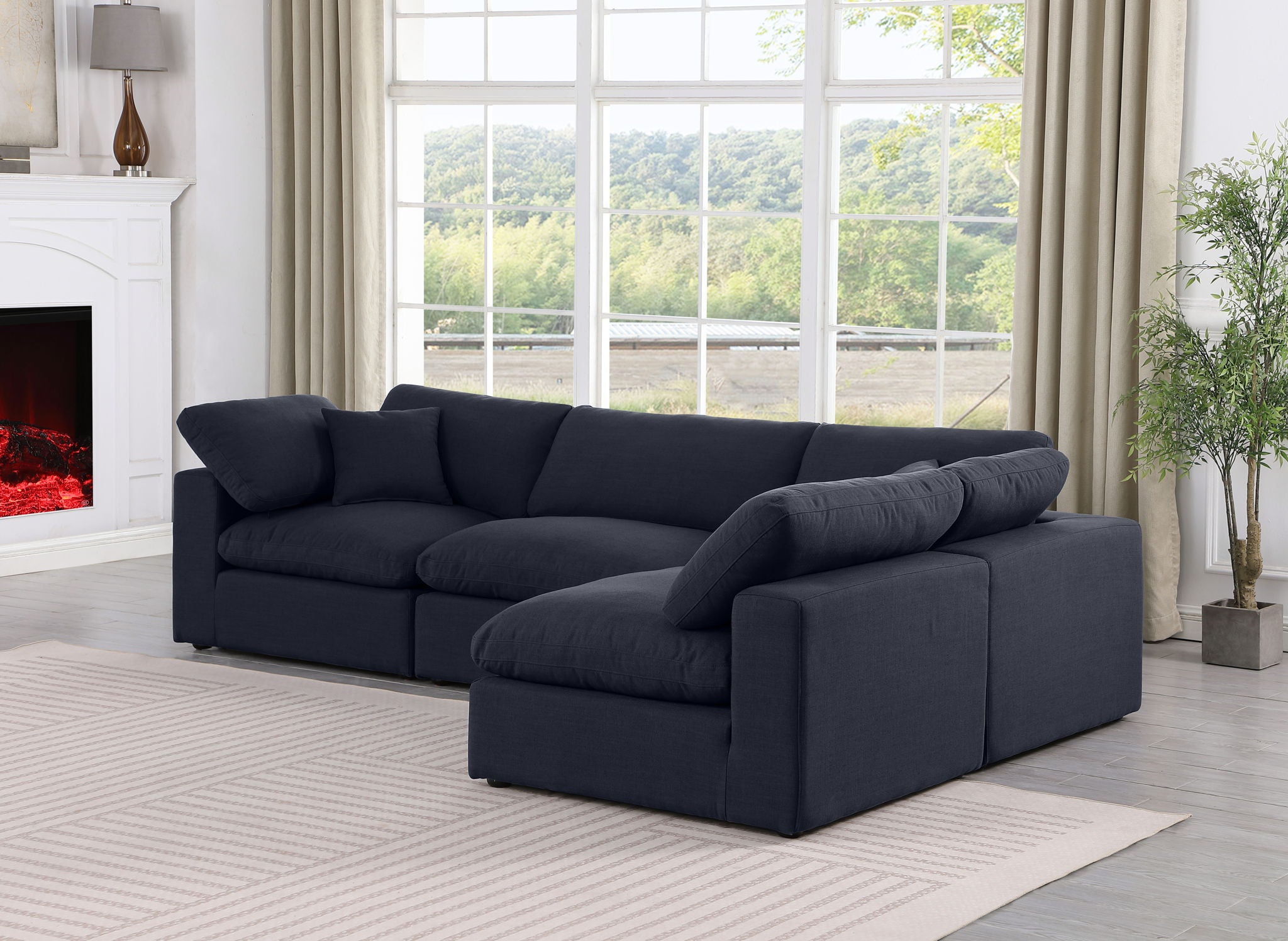 Comfy - 4 Piece Linen Fabric Modular Armless Sectional - Urban Living Furniture (Los Angeles, CA)