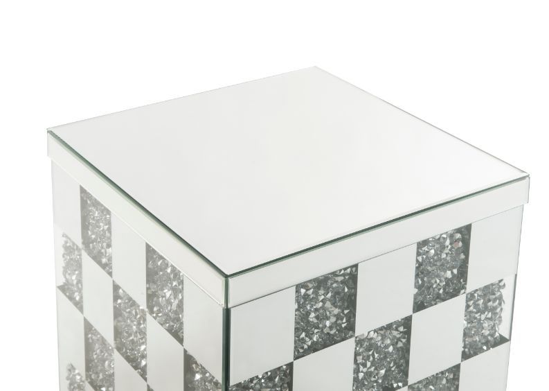 Noralie - 16" Square End Table - Mirrored & Faux Diamonds - Urban Living Furniture (Los Angeles, CA)