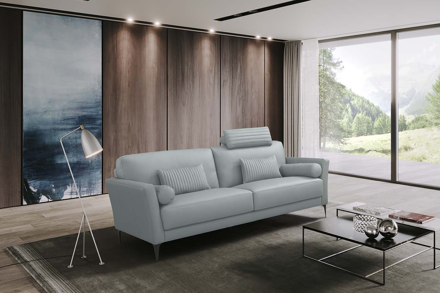 Tussio - Sofa With 5 Pillows - Watery Leather